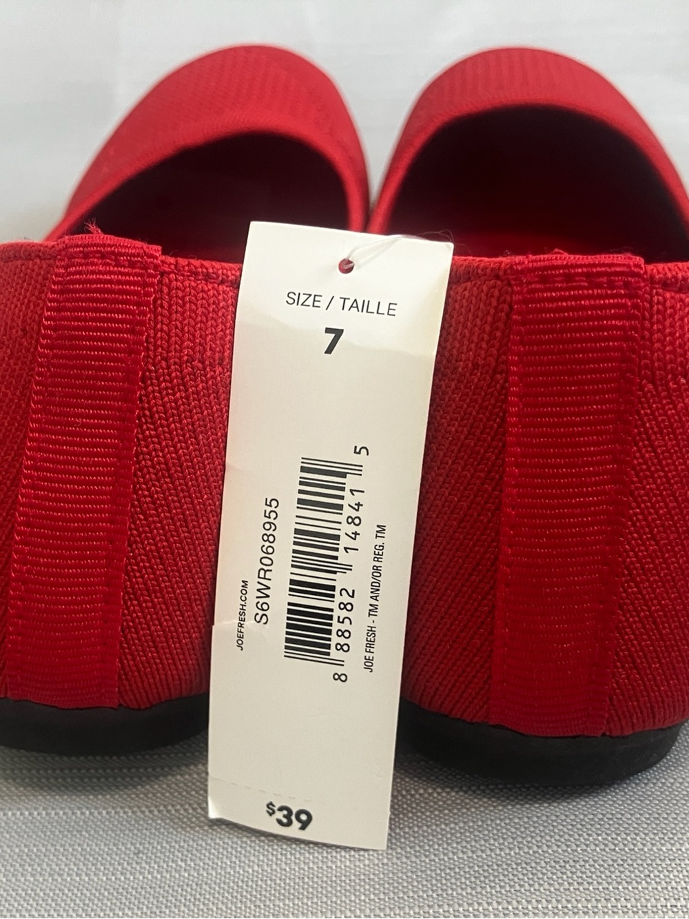 NWT Joe Fresh Red Knit Ballet Flats Size 7 | Lightweight Slip-On Shoes - Picture 10 of 11